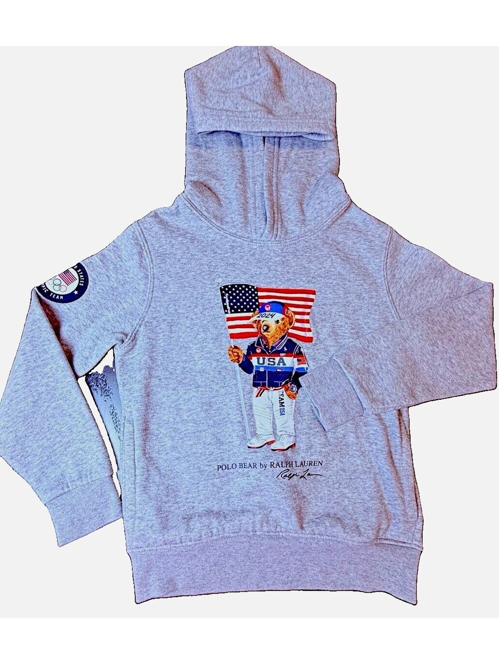Polo Ralph Lauren Team USA Polo Bear Gray Hoodie Size 6 Officially Licensed